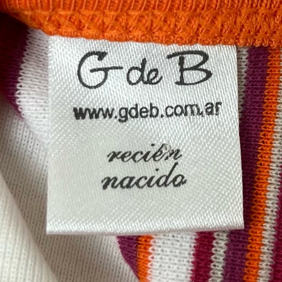 NWOT Christmas White & Orange Striped Baby Onesie - G de B - Picture 8 of 10